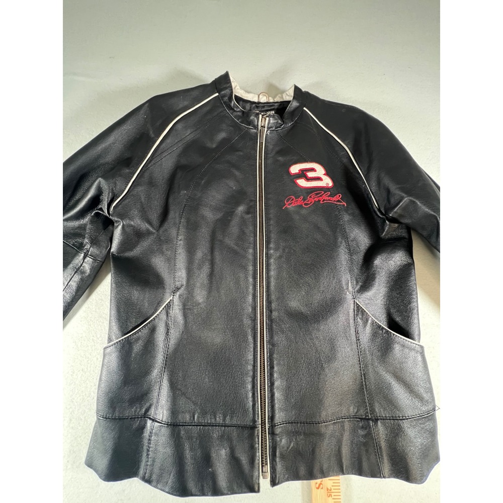Wilsons Leather Dale Earnhardt NASCAR Racing Jacket Black Women's Large L 3 Zip
